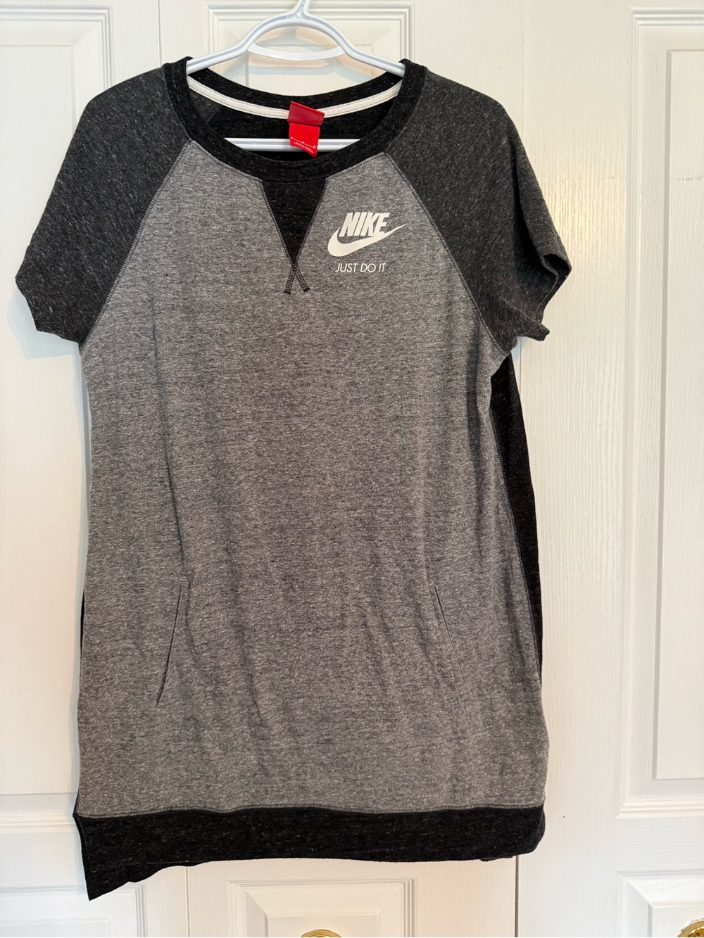 Nike Charcoal and Heather Gray Short Sleeve Sweatshirt Dress